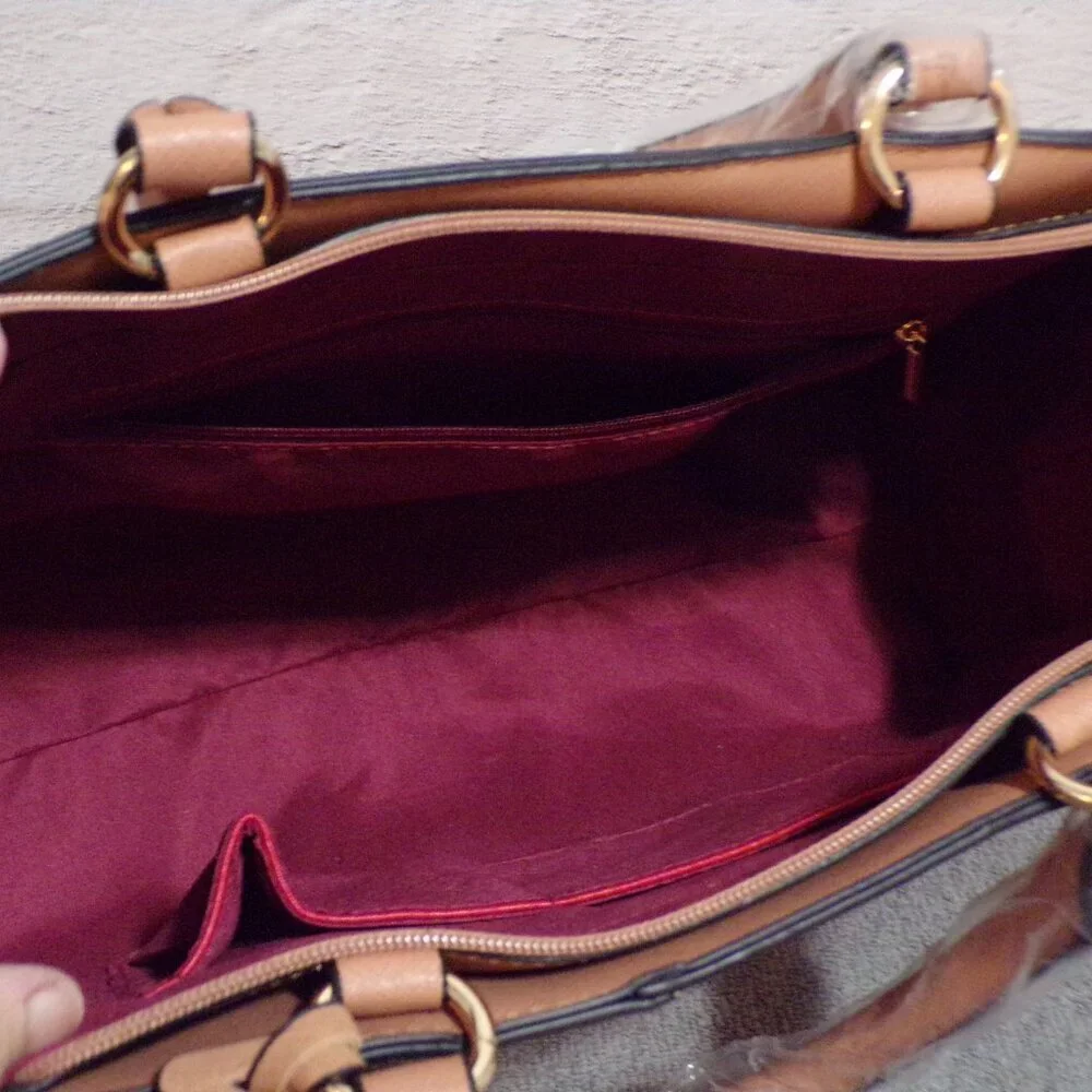 Sally Young London Patchwork Satchel‎ Beige & Gold Accents Has Handles & Strap